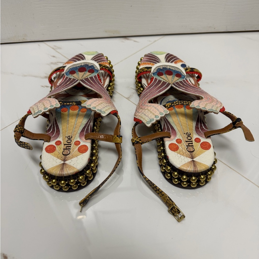 Chloe Multicolor Python Embossed Leather Platform… - image 2